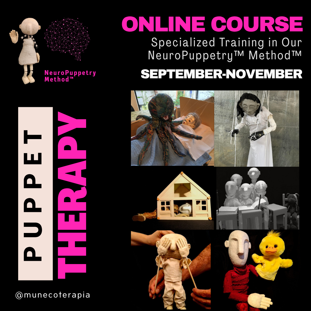 Poster for the 17th Puppet Therapy Course online in English